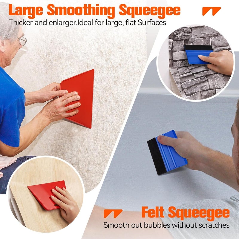 WRAPXPERT Wallpaper Smoothing Tools, Wallpaper Tools for Peel and Stick, Tool Kits for Adhesive Contact Paper, Backsplash Tile, Window Film Installation, with Smoothing Brush, Wall Paper Paste Kit - Image 2